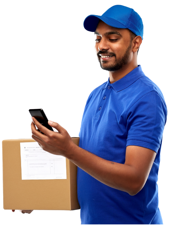 Delivery person with package
